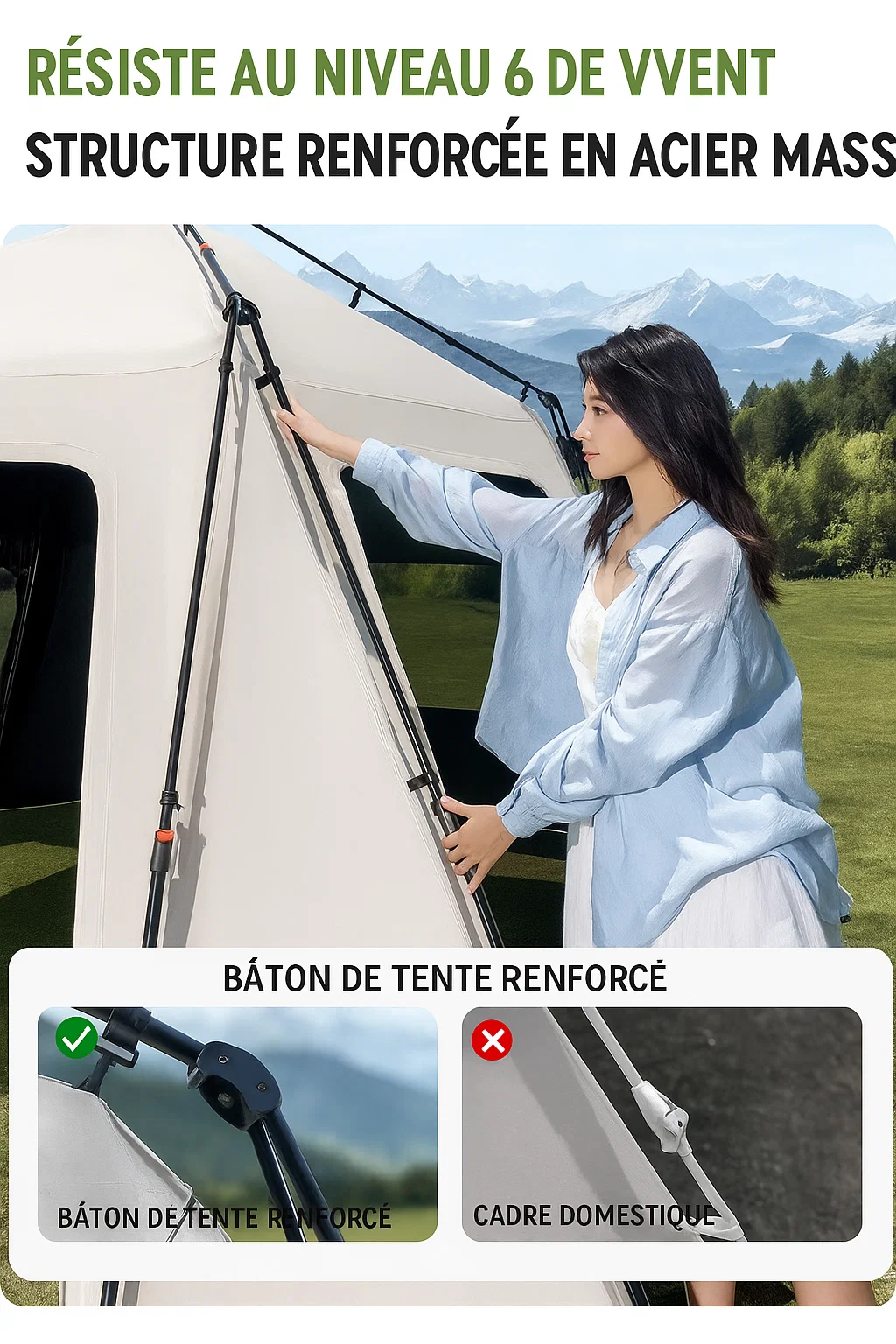 Tente pare-soleil extérieure renforcée – abri ombragé 3D résistant au vent niveau 6