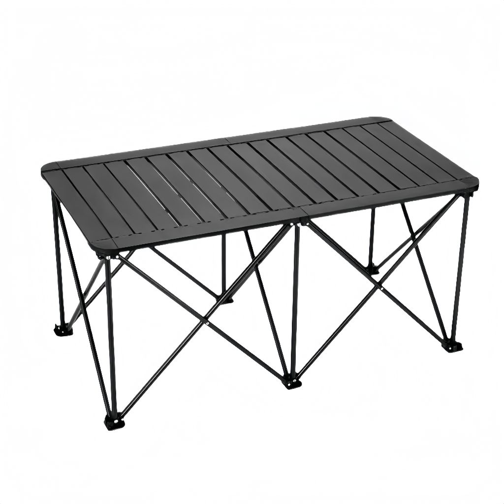 Table pliante de camping en aluminium renforcé – Surface sablée résistante et structure stable à sept croisements