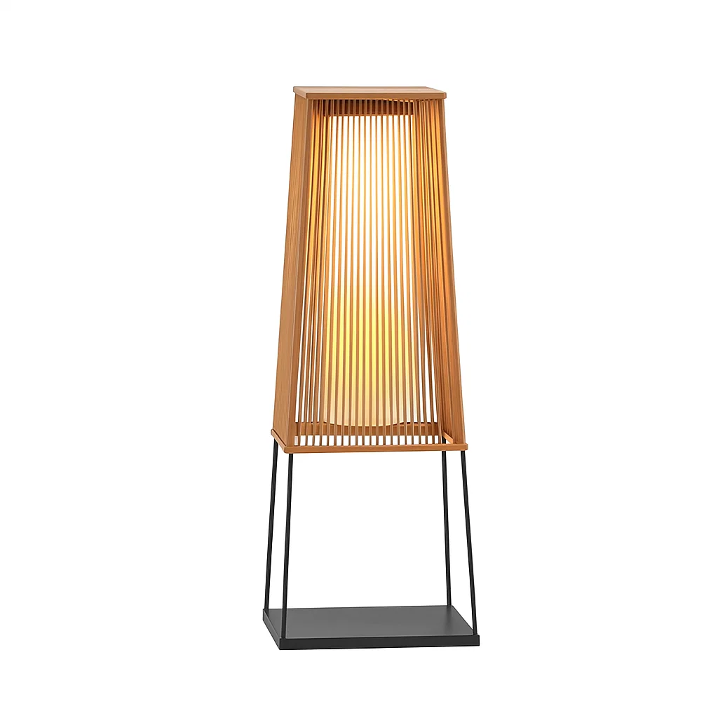 Lampadaire solaire LED en bois et métal pour extérieur IP65