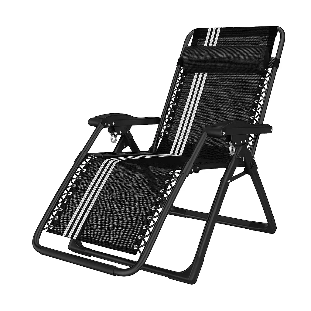 Chaise longue pliante ergonomique inclinable avec dossier réglable et support de tête