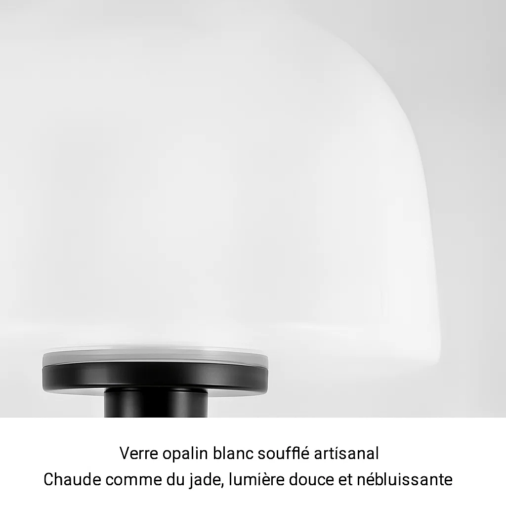 Lampe sur Pied en Métal avec Abat-jour en Verre Opalin, Design Moderne Minimaliste