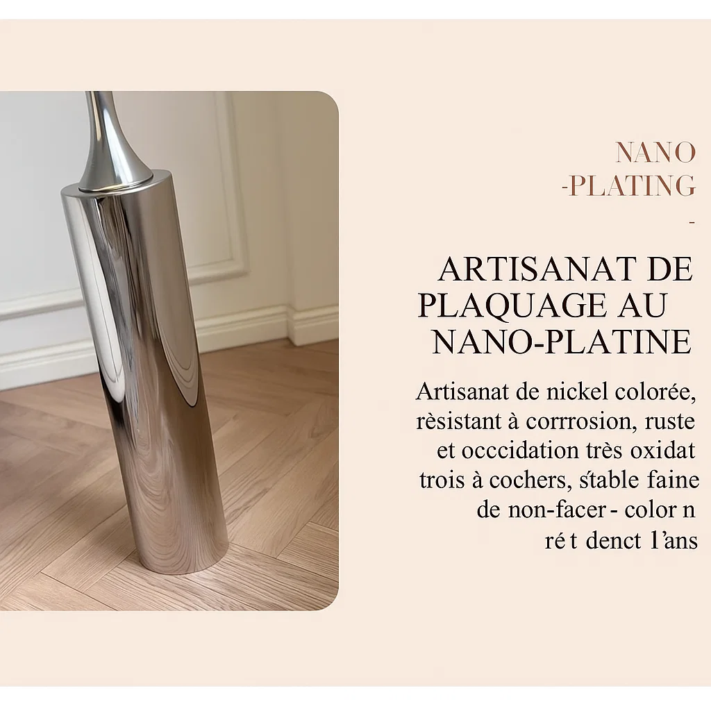 Lampadaire design moderne en métal chromé avec abat-jour en lin