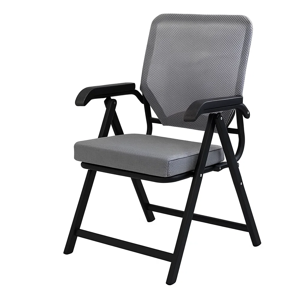 Chaise pliante ergonomique avec accoudoirs et coussin en mousse à mémoire de forme