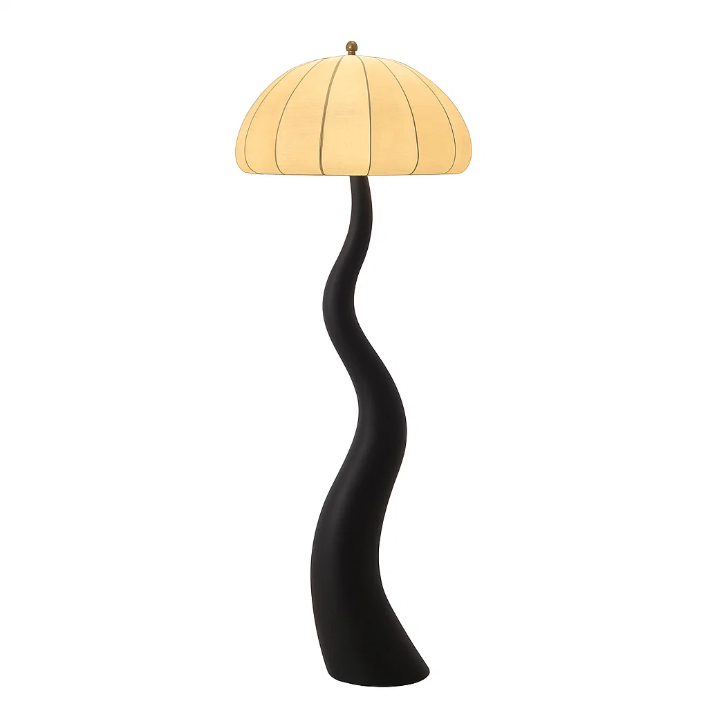 Lampe sur pied design moderne en forme de vague avec abat-jour translucide