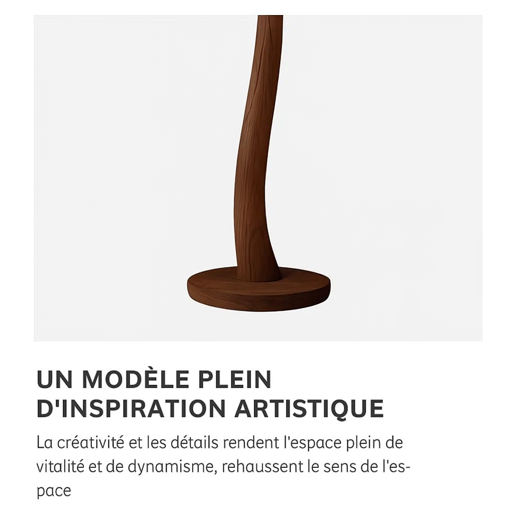 Lampe sur Pied en Bois avec Abat-jour en Lin, Design Naturel et Élégant