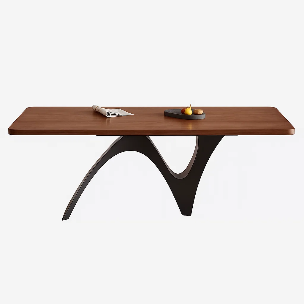 Table à manger design en frêne massif avec pieds en fer de type N