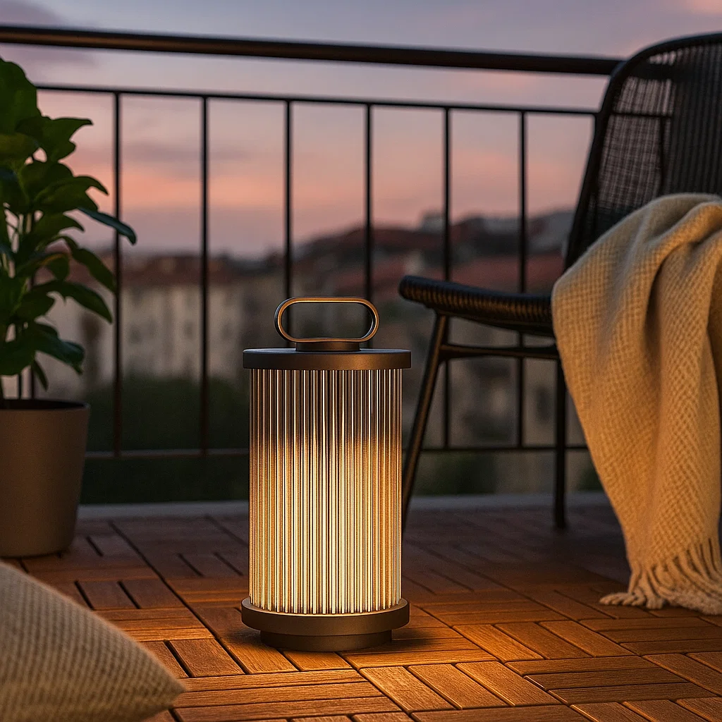 Lampe solaire extérieure étanche IP65 avec abat-jour en verre et poignée portable