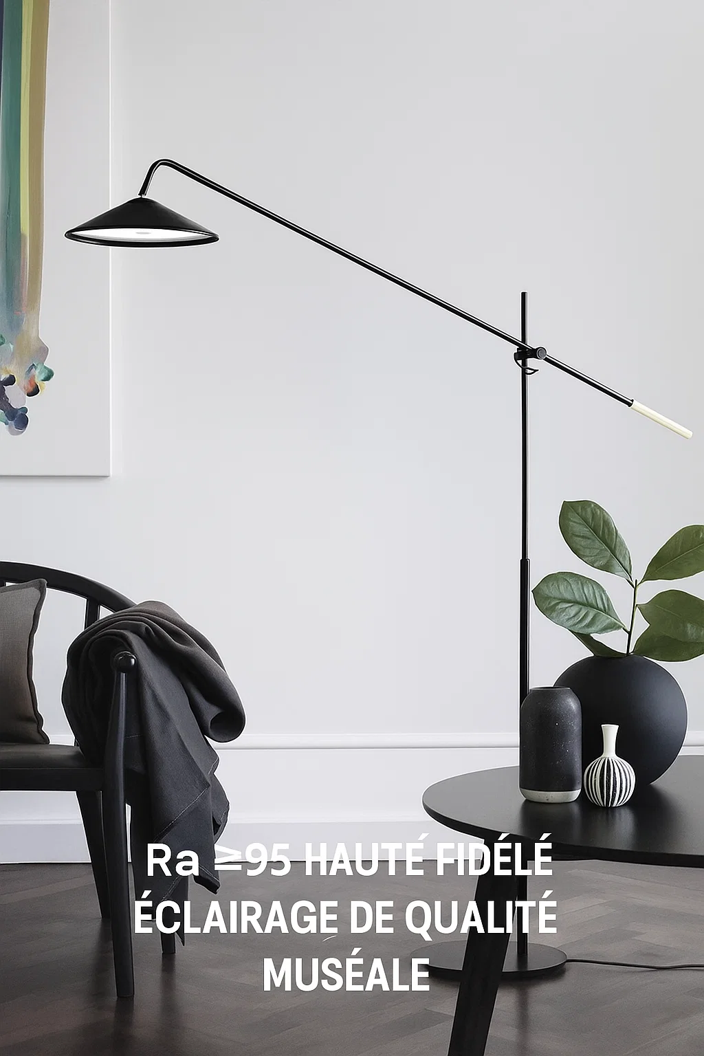 Lampadaire intelligent minimaliste avec bras orientable et contrôle Bluetooth
