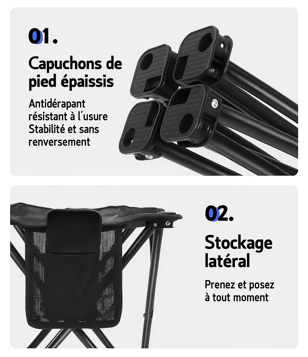 Table pliante de camping en maille respirante – Structure en X stable et légère