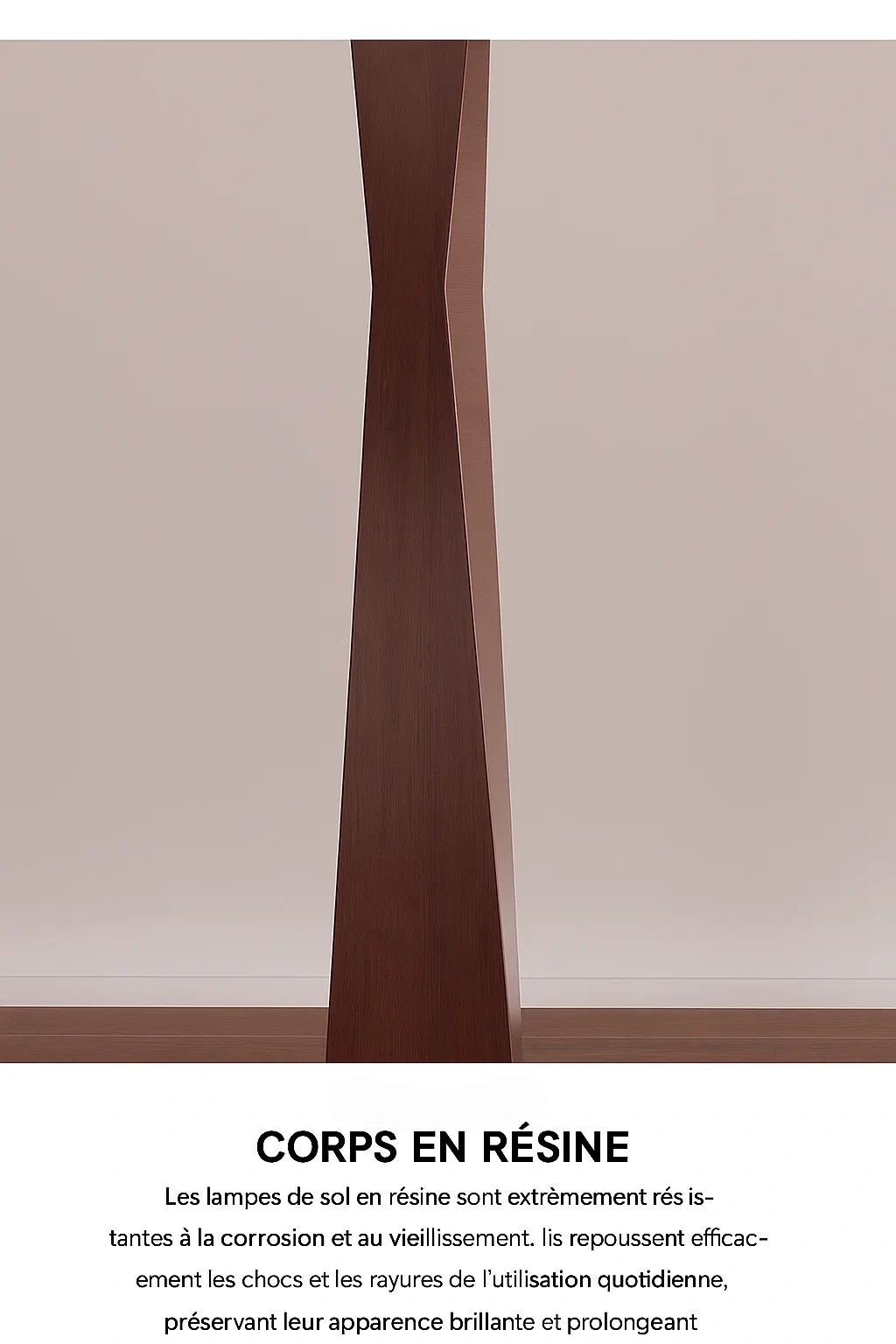 Lampe de sol moderne en résine avec abat-jour en lin – Design minimaliste