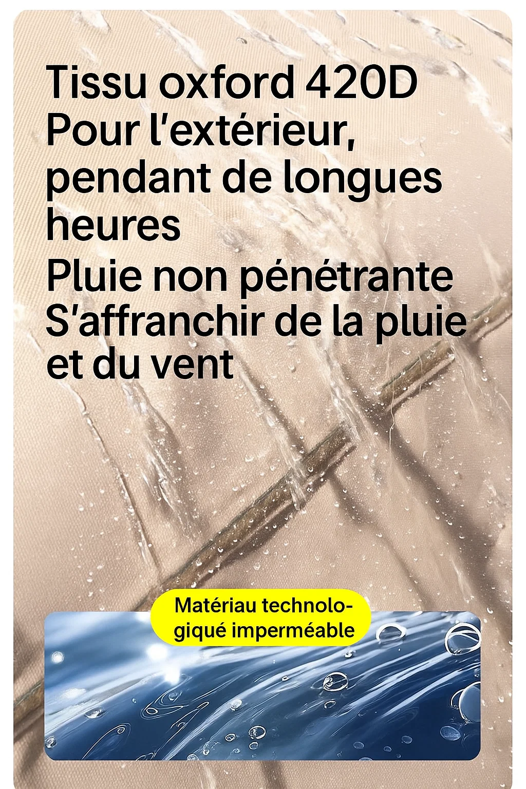 Tente de camping imperméable Oxford 420D – abri spacieux pour 2 à 4 personnes