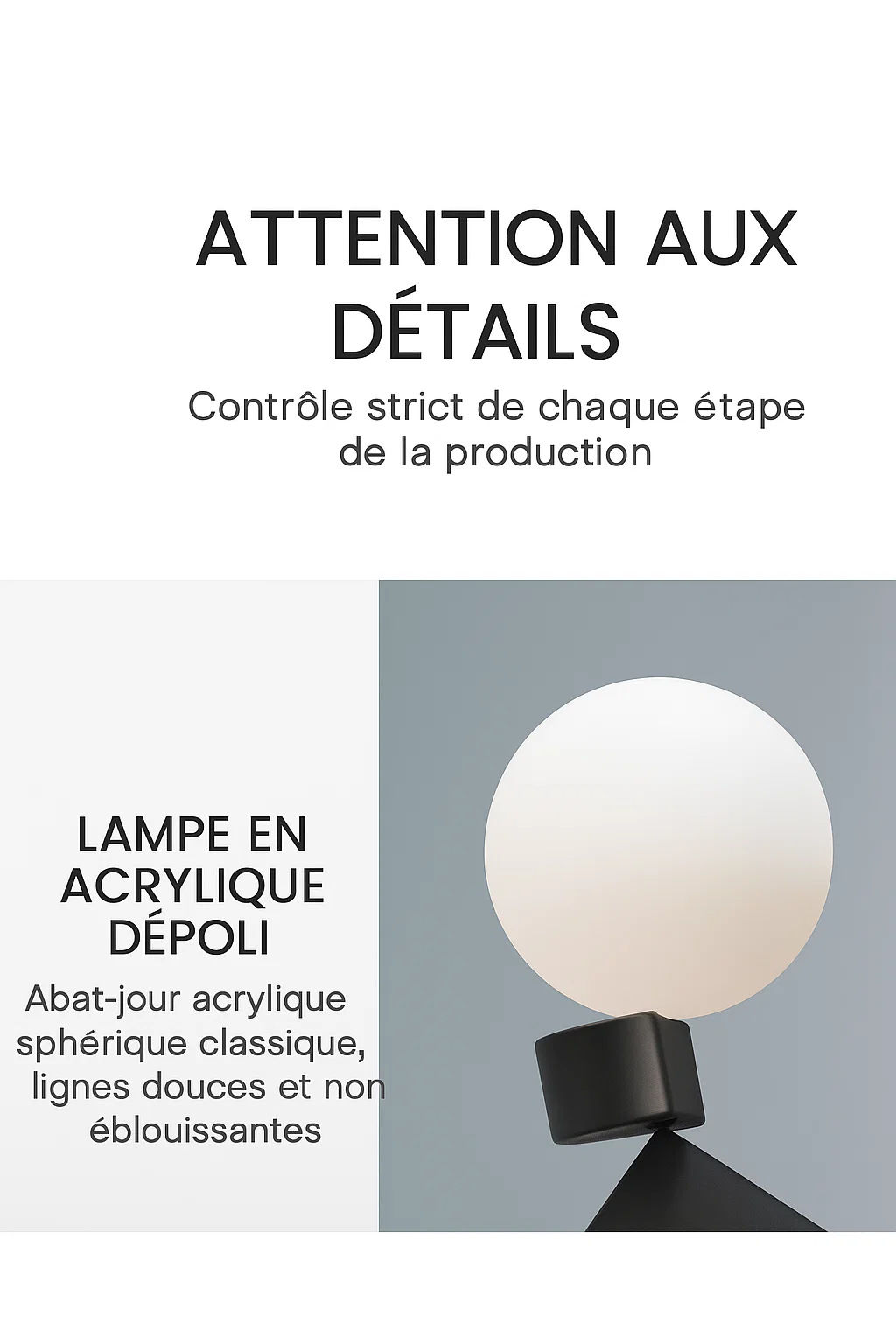 Lampe de sol design géométrique en acrylique dépoli et résine – Style artistique moderne