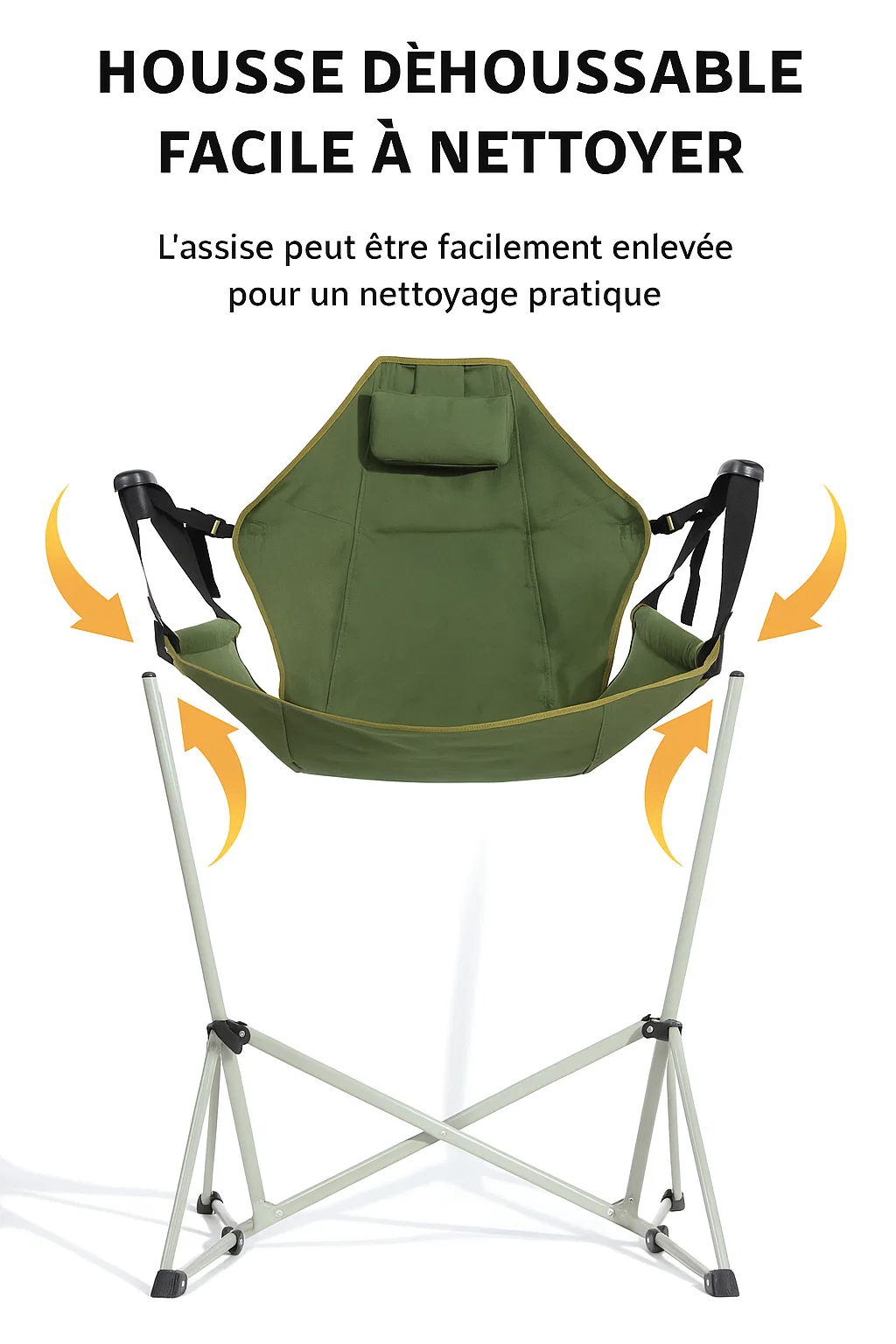 Chaise de camping pliante ergonomique – dossier inclinable et housse amovible