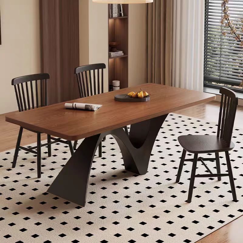 Table à manger design en frêne massif avec pieds en fer de type N