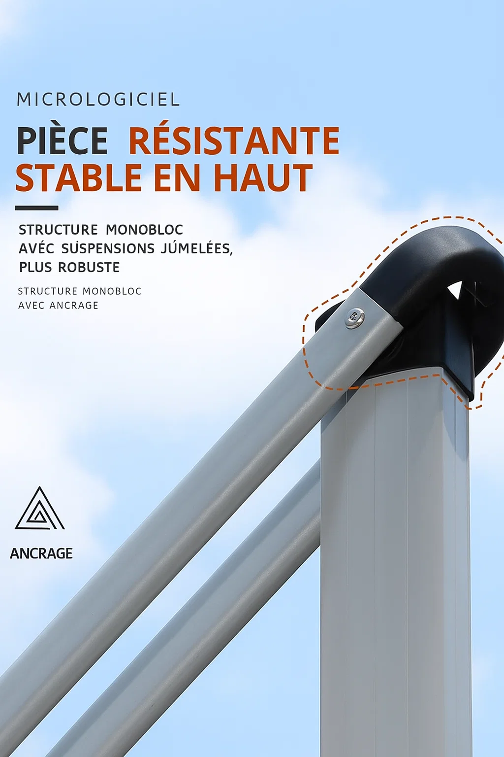 Parasol déporté LED rotatif – structure en aluminium robuste avec éclairage intégré