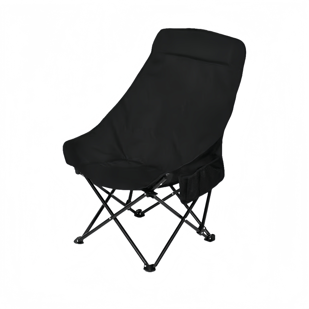Chaise pliante de camping ergonomique avec dossier haut et poche latérale – Confort portable pour l’extérieur