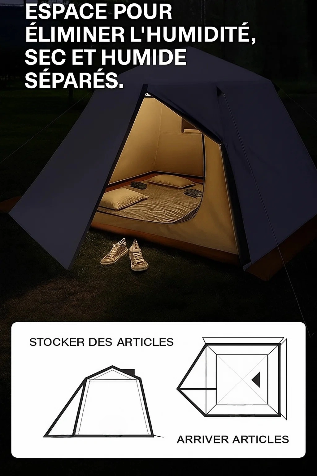 Tente automatique imperméable 4 à 6 personnes – structure en alliage renforcé et montage rapide