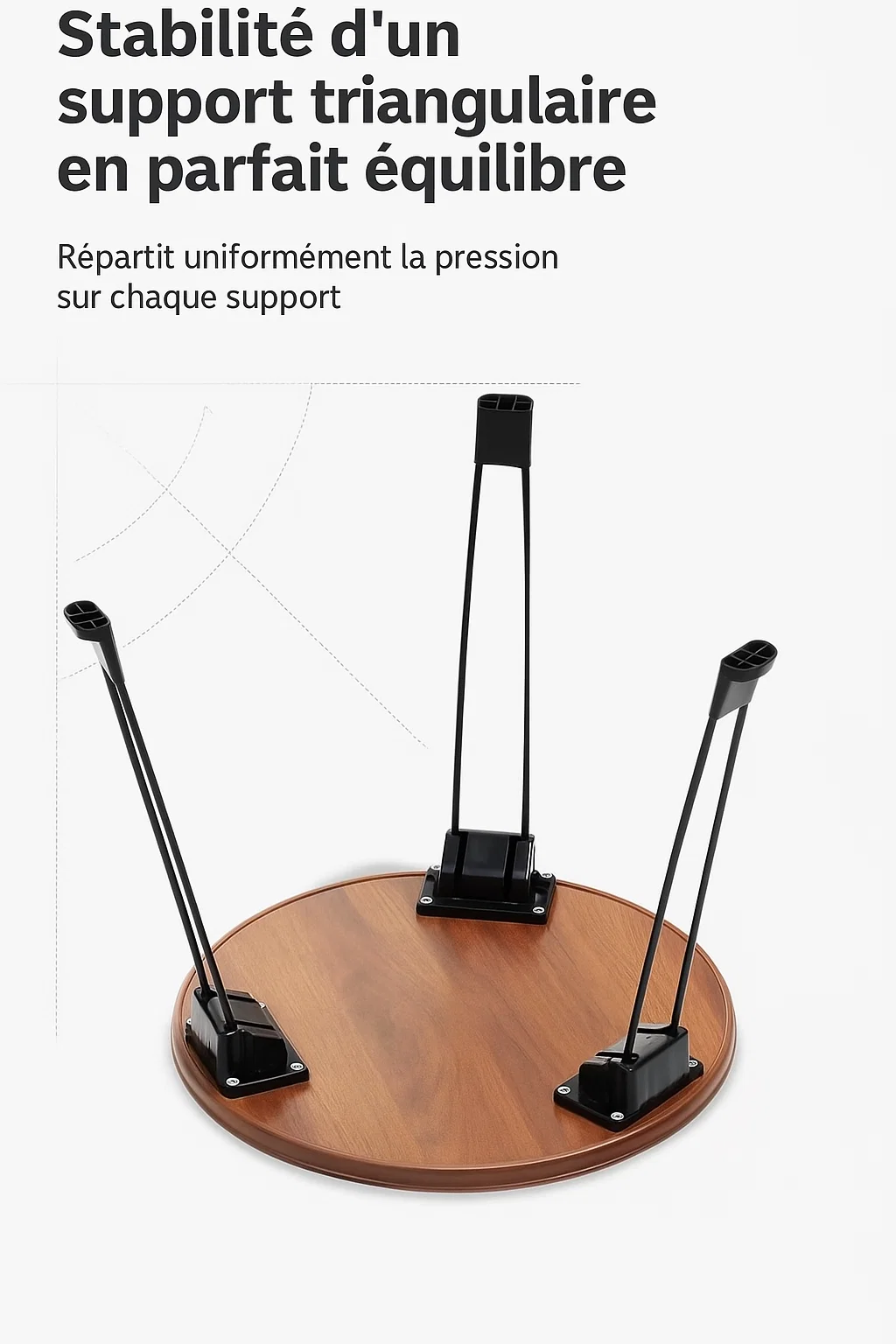 Table pliante ronde en bois avec pieds en acier au carbone