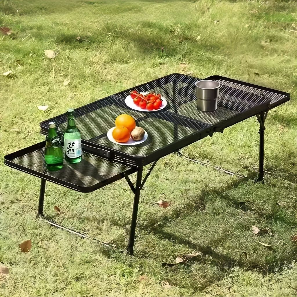 Table pliante en maille métallique – résistante à la chaleur et facile à transporter