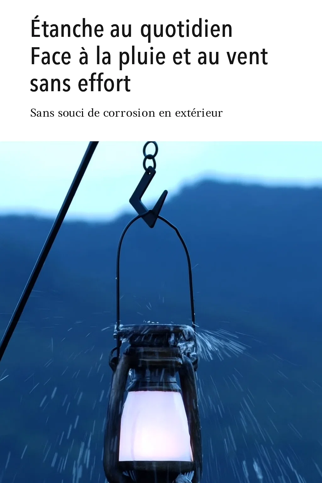 Lanterne LED étanche rechargeable – lumière réglable pour camping et extérieur