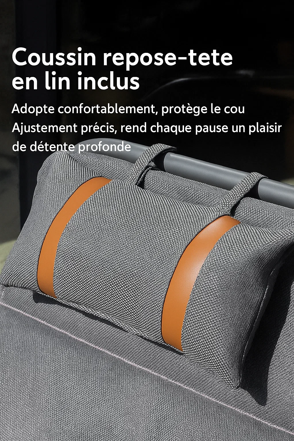 Fauteuil lounge design avec table d’appoint intégrée et coussin repose-tête