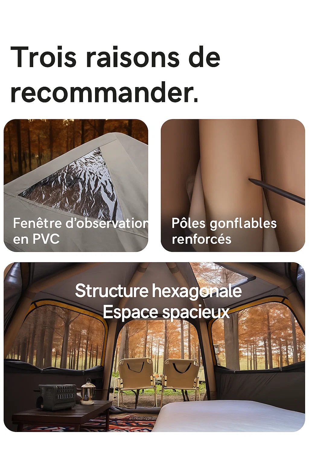 Tente de camping gonflable à montage rapide pour 4 à 6 personnes