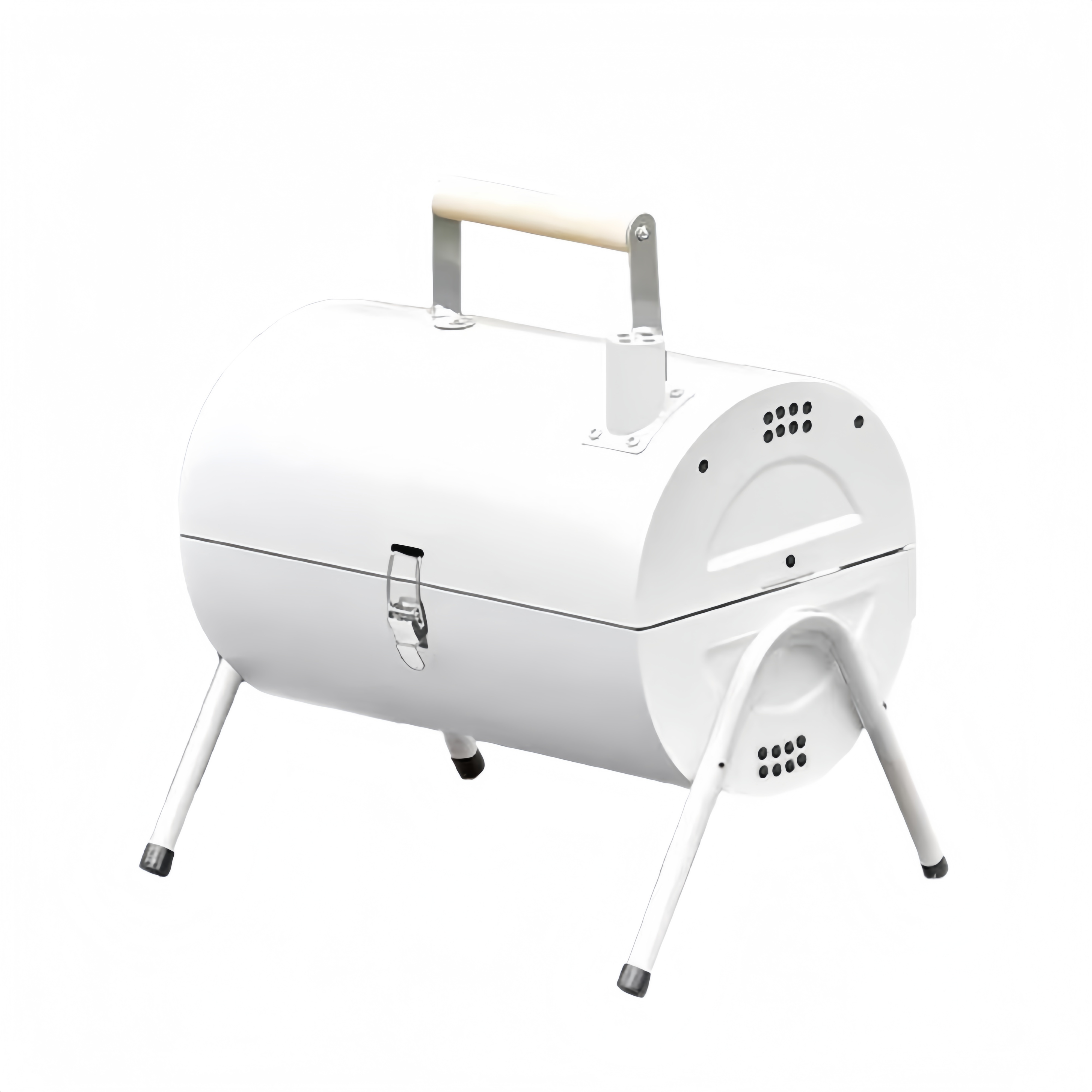 Barbecue portable à charbon double face avec couvercle et poignée