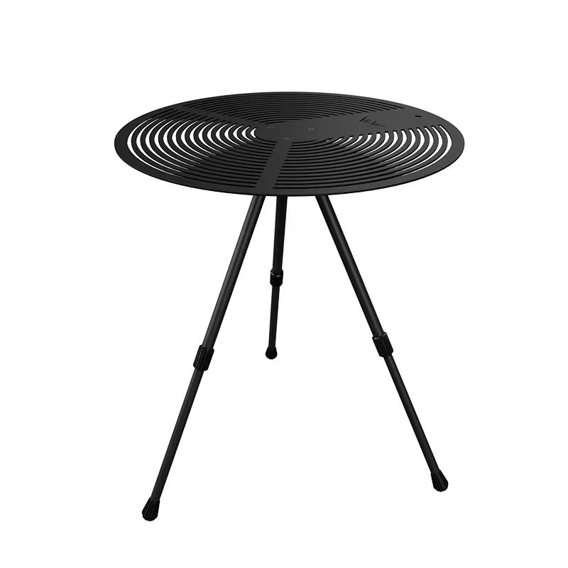 Table de camping ronde en aluminium avec pieds télescopiques réglables