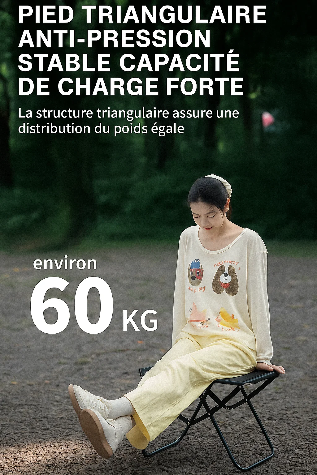 Table pliante de camping portable – structure triangulaire stable et ouverture rapide