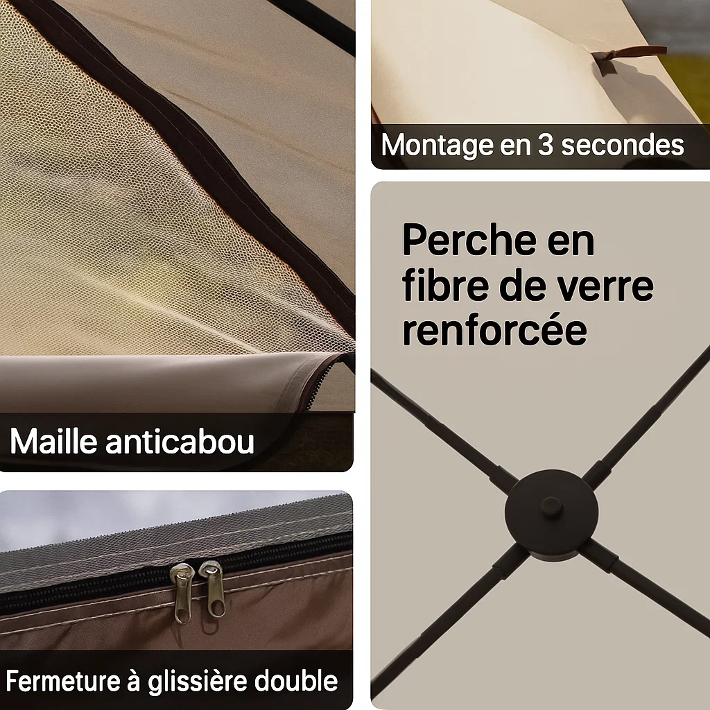 Tente automatique de camping 2 à 3 personnes – installation rapide en 3 secondes