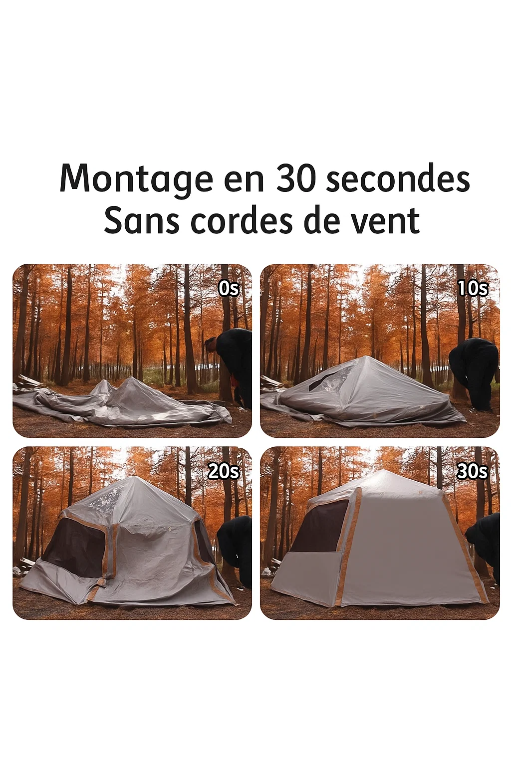 Tente de camping gonflable à montage rapide pour 4 à 6 personnes