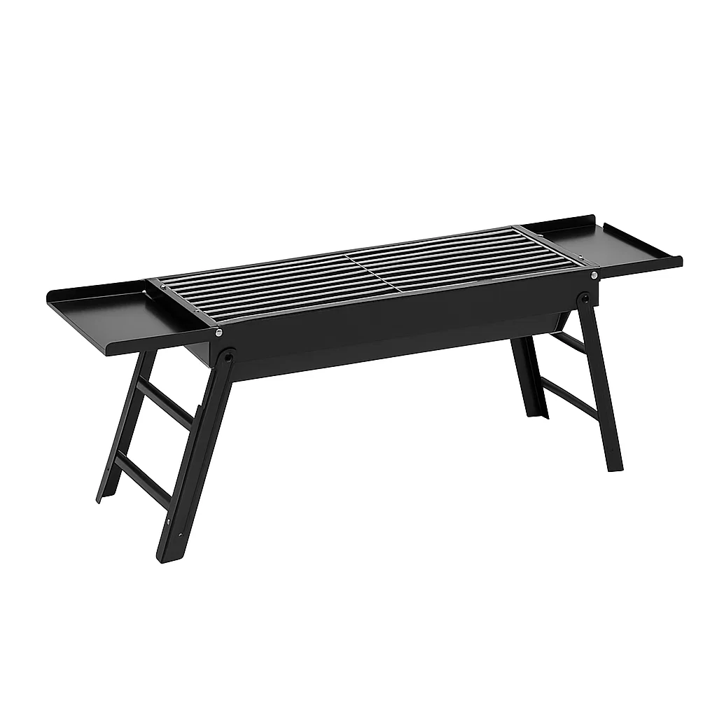 Barbecue à charbon pliable en acier avec plateau coulissant