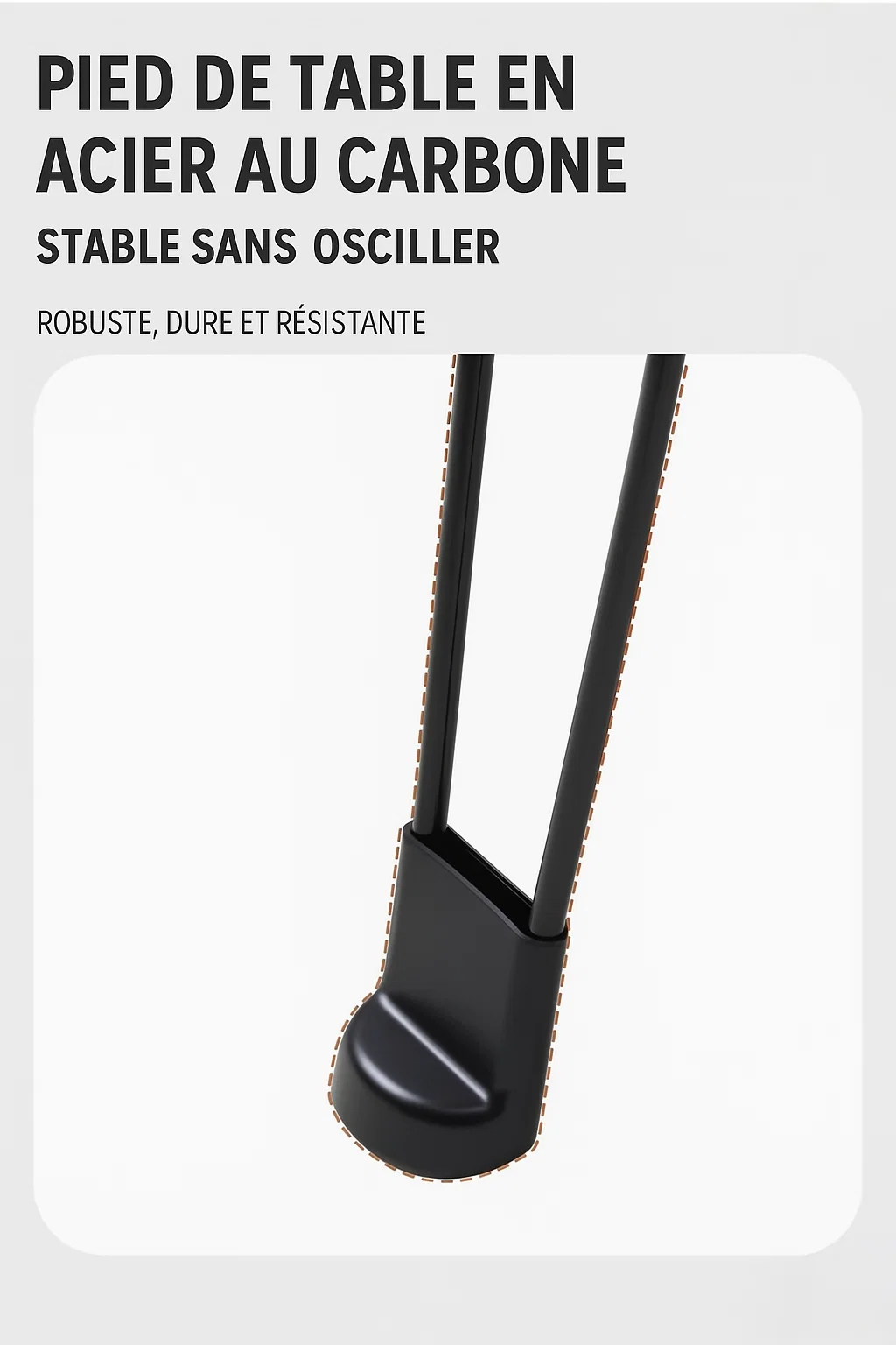 Table pliante ronde en bois avec pieds en acier au carbone