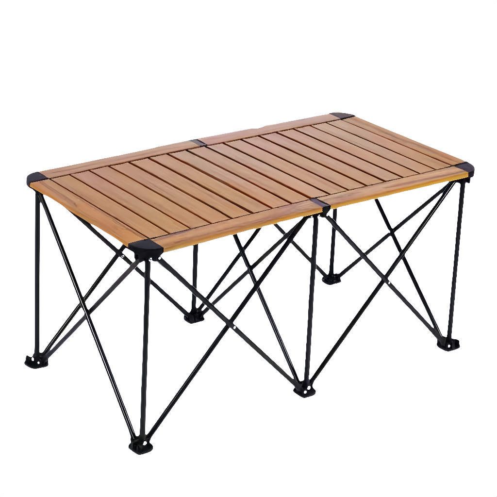 Table pliante de camping en aluminium imitation bois – résistante à l’eau et stable