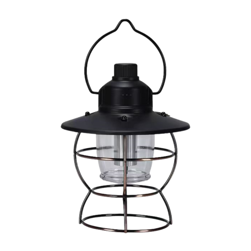 Lanterne LED étanche rechargeable – style industriel pour camping et extérieur