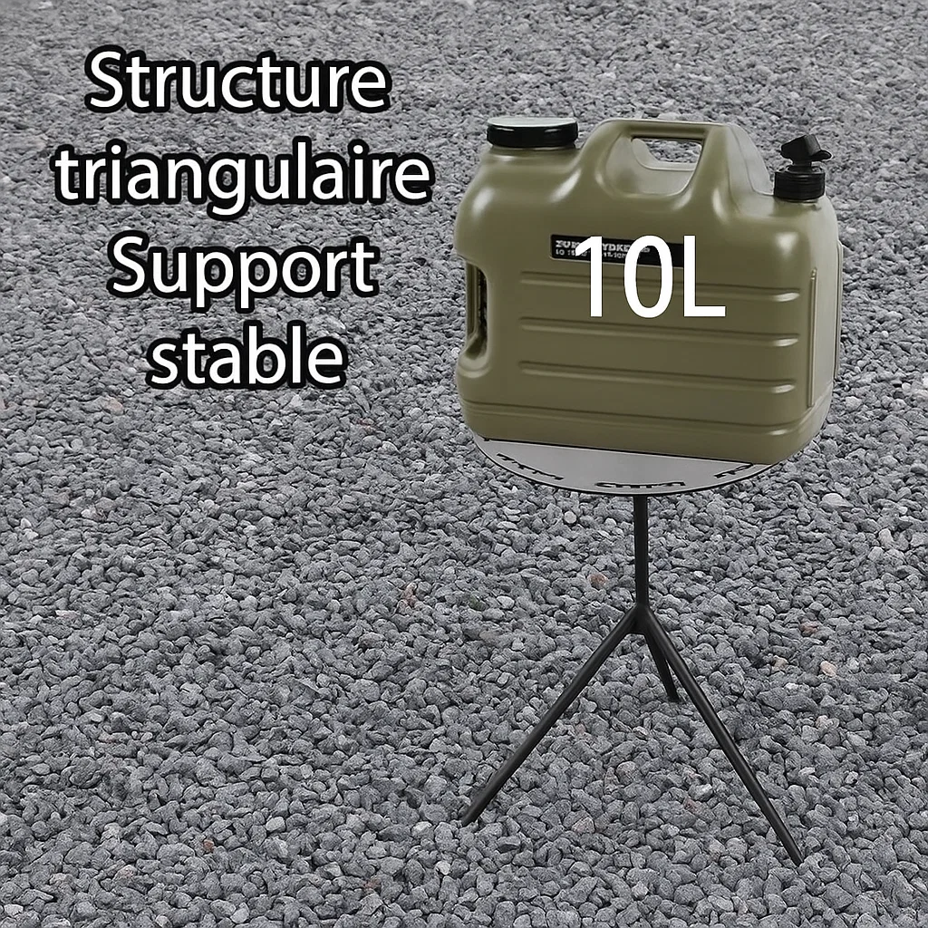 Table ronde démontable en aluminium avec support de lampe intégré