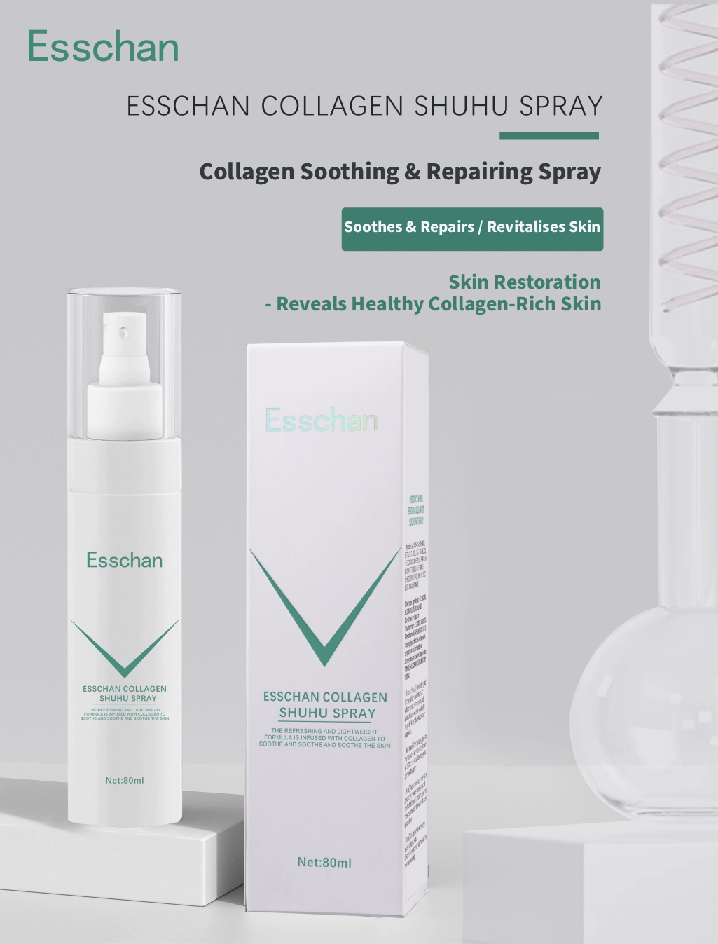 Esschan Collagen Soothing Spray 80ml Soothes Sensitive, Dehydrated, Sunburned and Post-Procedure Skin