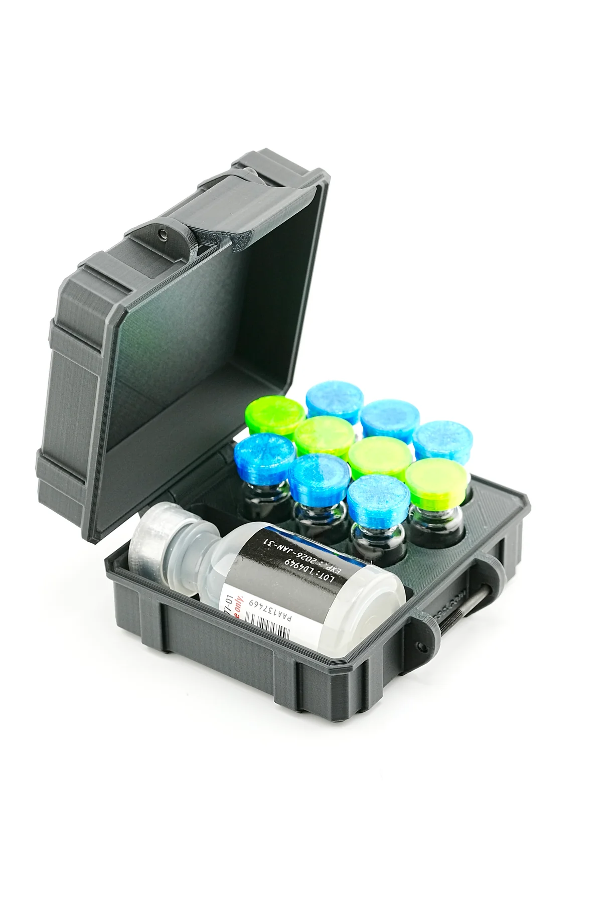 Mixed Vial Case – 10-Slot 3ml Vials + 1 BAC Slot Organizer for GLP-1 & Peptides