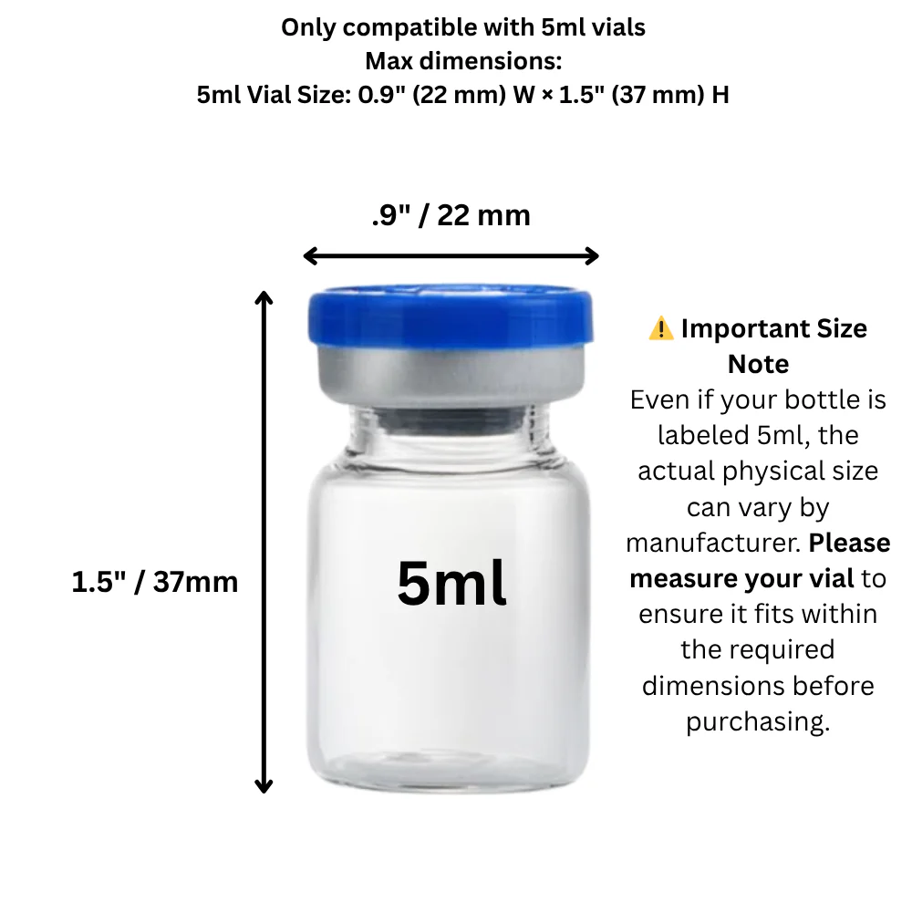 Mixed Vial Case – 12-Slot 3ml + 3-Slot 5ml + 1 BAC Slot Organizer for GLP-1 & Peptides
