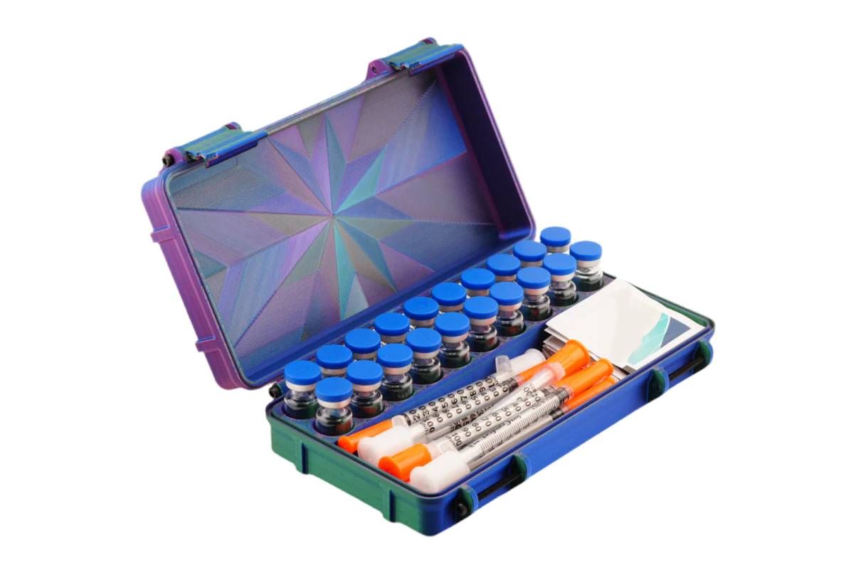 20-Slot 3ml Vial Case with Syringe & Alcohol Pad Storage – GLP-1 & Peptide Organizer