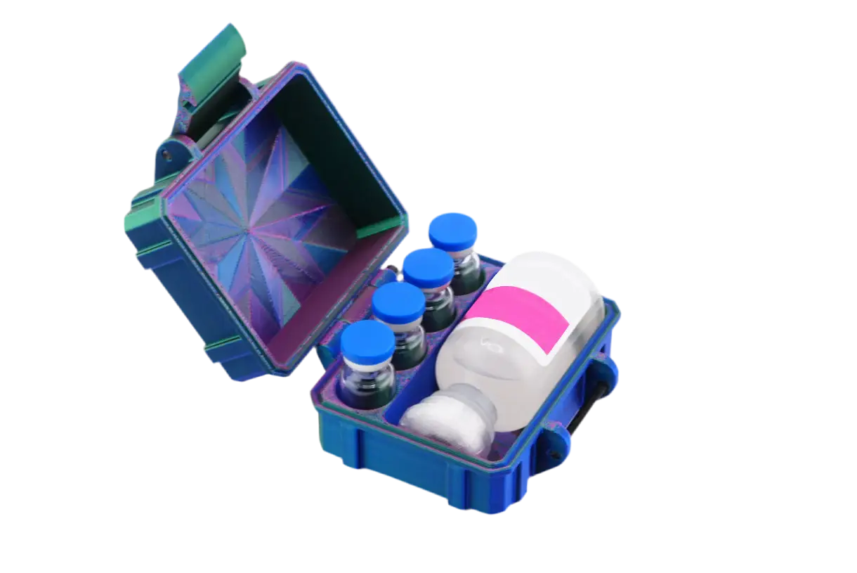 Mixed Vial Case – 4-Slot 3ml + 1 BAC Slot Organizer for GLP-1 & Peptides
