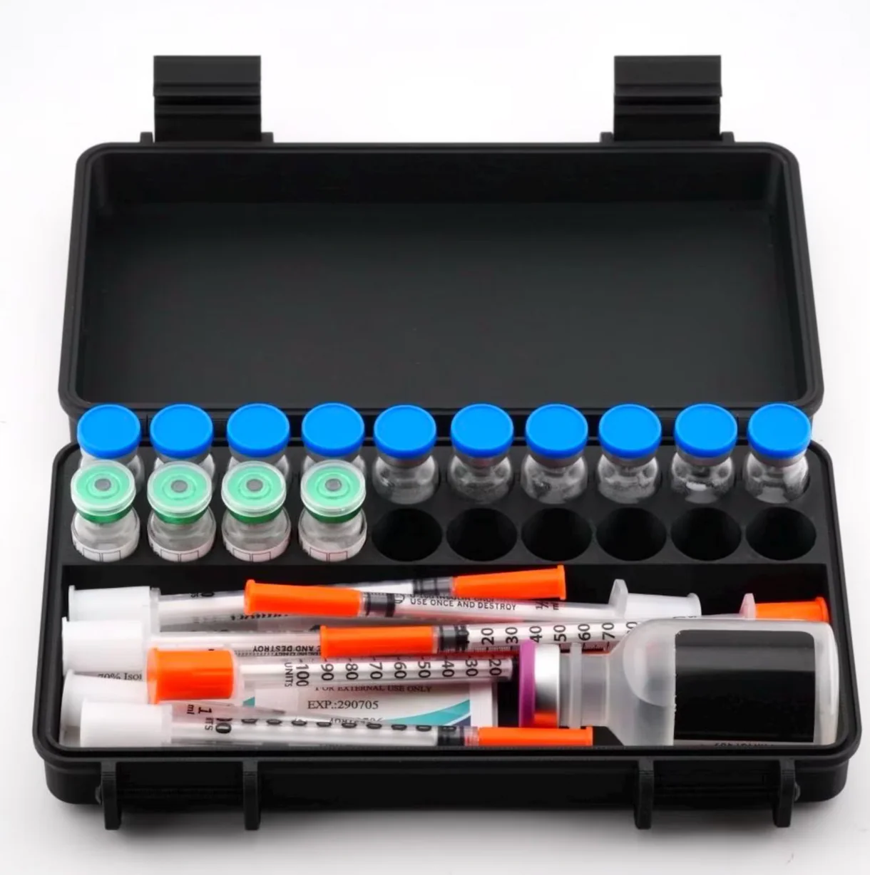 20-Slot 3ml Vial Case with Syringe & Alcohol Pad Storage – GLP-1 & Peptide Organizer