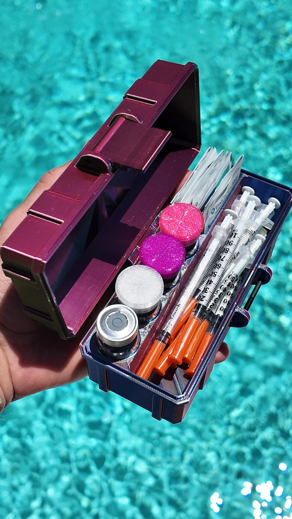 4-Slot 10 ml Vial Case with Storage Compartment | Organizer for GLP-1, Peptides, Research