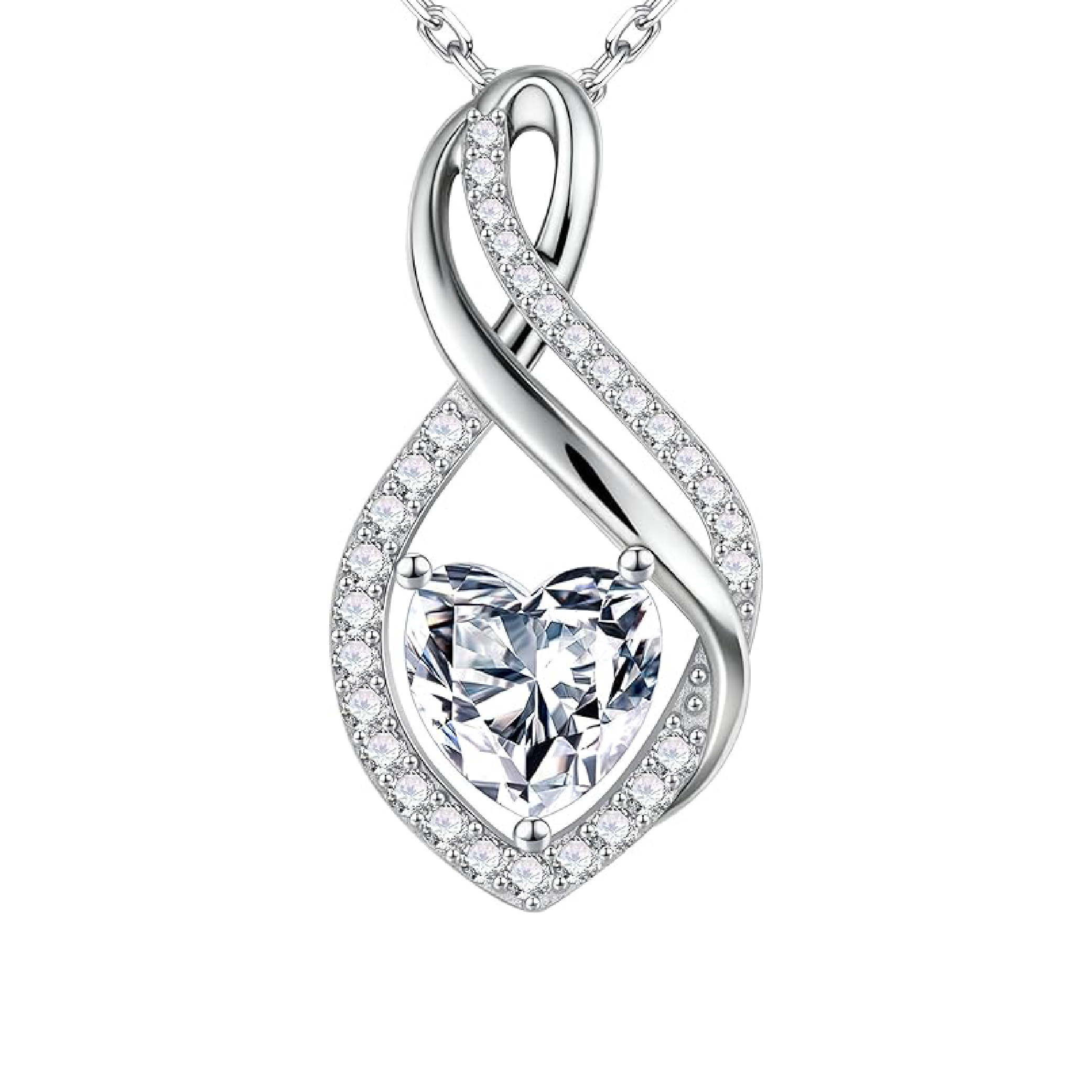 MOOSEA Christmas Gifts for Women, Infinity Moissanite Pendant Necklace, 1-3ct Lab Created Moissanite Necklace 925 Sterling Silver Anniversary Birthday Wedding Gifts for Women Wife Her