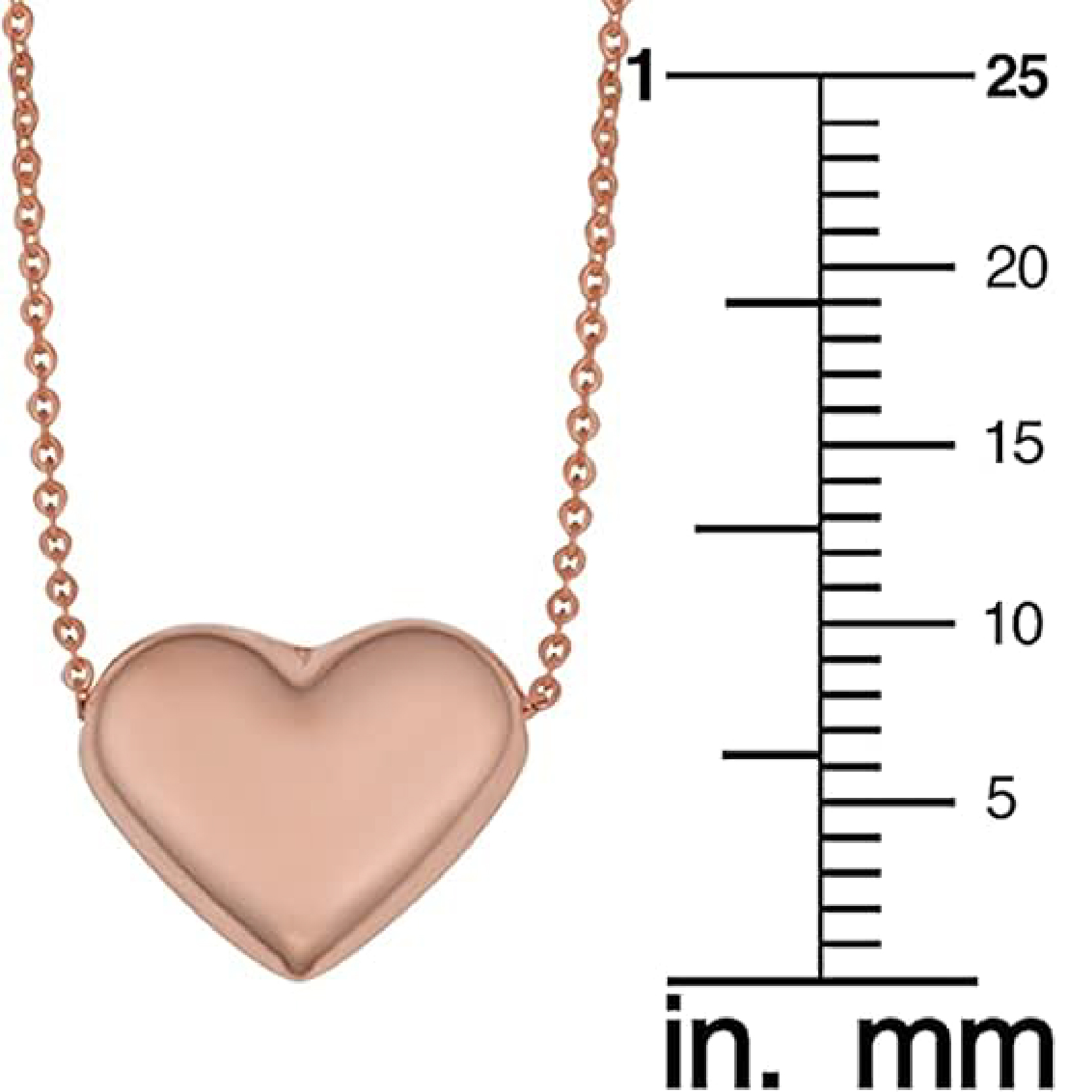 Jewelry Affairs Real Gold Puffed Heart Pendant Necklace, 18