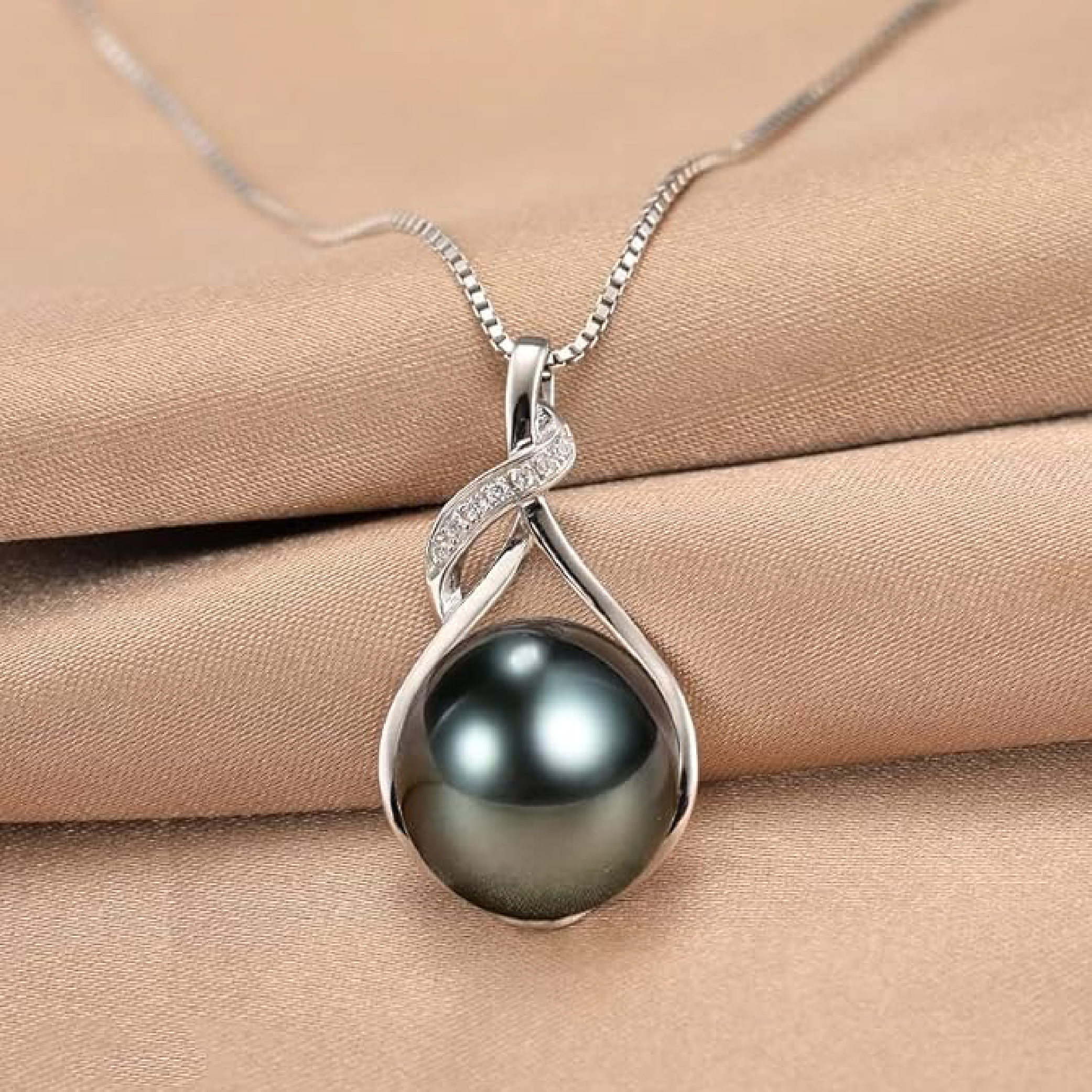 Gifts for Women Wife-Tahitian-Black-Pearl-Necklace-Gift for Wife Wedding Birthday Anniversary Jewelry-Mom Girlfriend Her Mothers Day Gifts for Mom Women Valentines Christmas Day