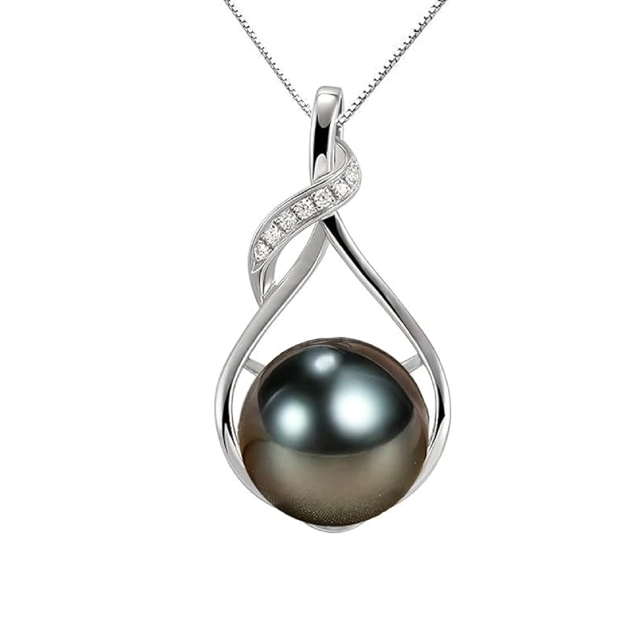 Gifts for Women Wife-Tahitian-Black-Pearl-Necklace-Gift for Wife Wedding Birthday Anniversary Jewelry-Mom Girlfriend Her Mothers Day Gifts for Mom Women Valentines Christmas Day