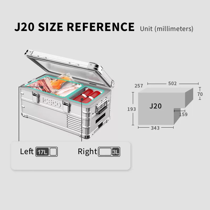 S30-J20Car Refrigerator, made of aluminum alloy, suitable for both outdoor camping and home use
