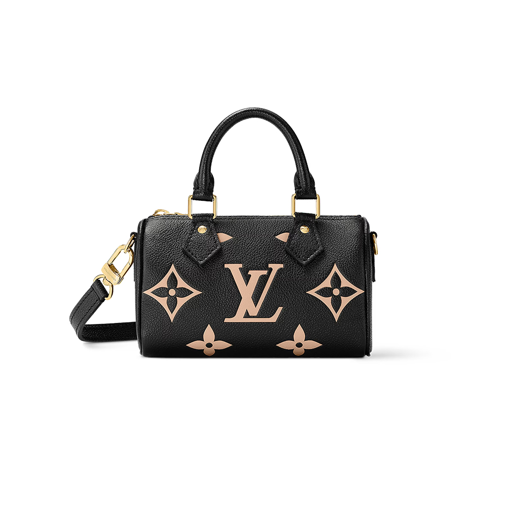 Louis Vuitton Nano Speedy Bicolor Monogram Empreinte Leather Black / Beige（Replica）