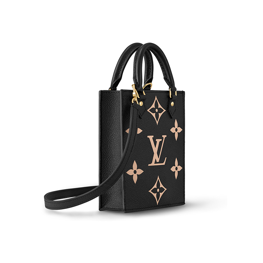 Louis Vuitton Monogram Empreinte Petite Sac Plat Handbag Black Beige（Replica）